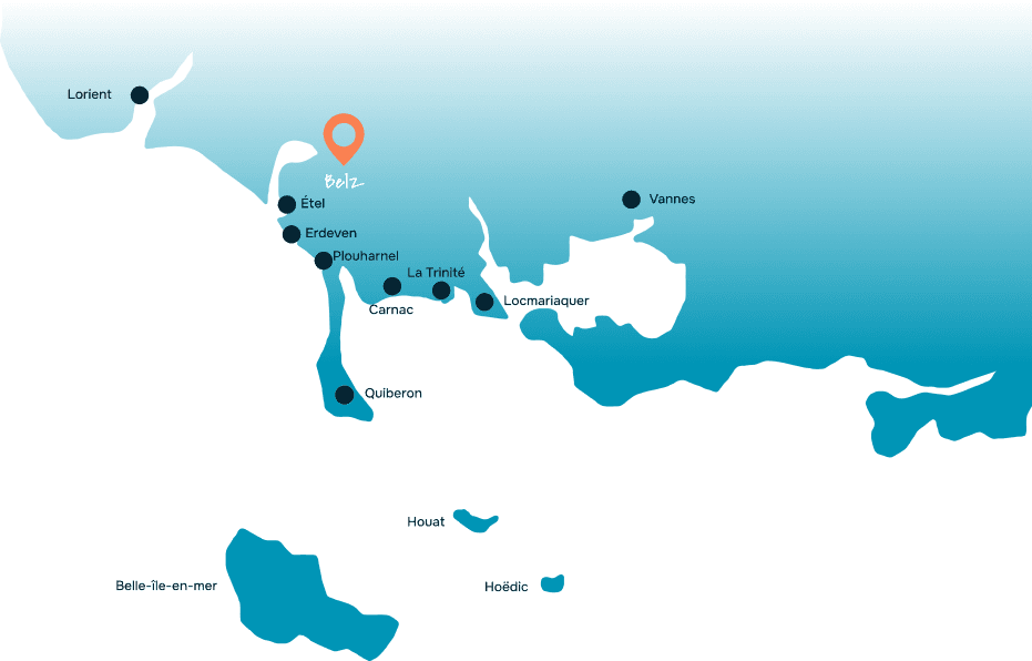 Carte de Bretagne pointant Belz